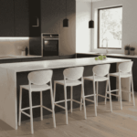 Modern Set of 4 Perforated Plastic Bar Chairs - Image 4