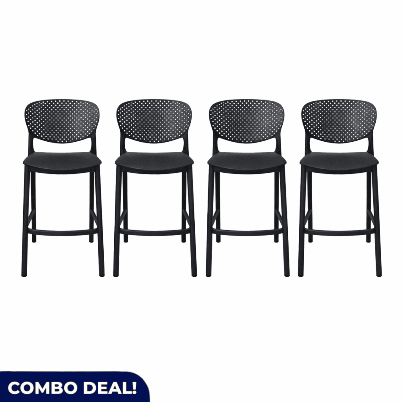 MWBC65 Modern Set of 4 Perforated Plastic Bar Chairs - Image 1
