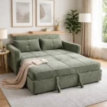 2 Seater Corduroy Pull-Out Sofa Bed – Grey / Olive – MWC222 - Image 8