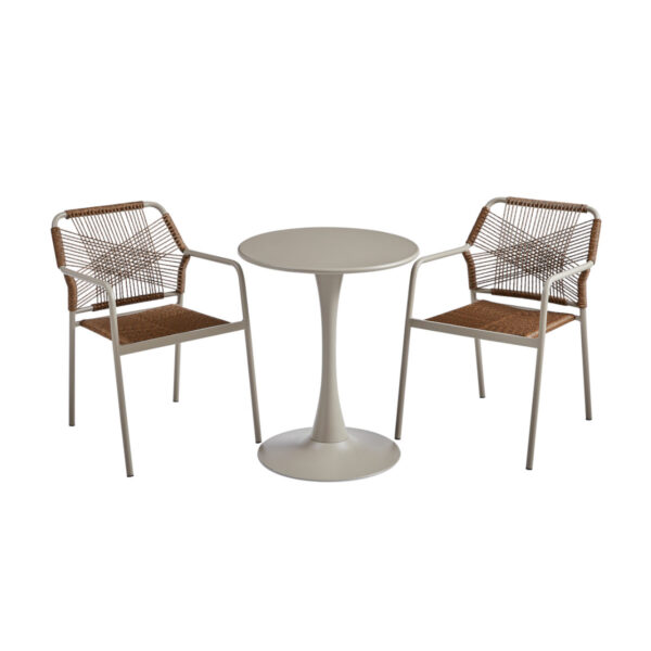 Modern Brown and Champagne Outdoor Dining Set - MWOUT4