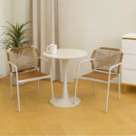 Modern Brown and Champagne Outdoor Dining Set - MWOUT4 - Image 2