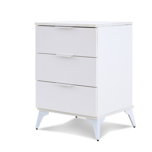 Modern White 3 Drawer Nightstand - MW351