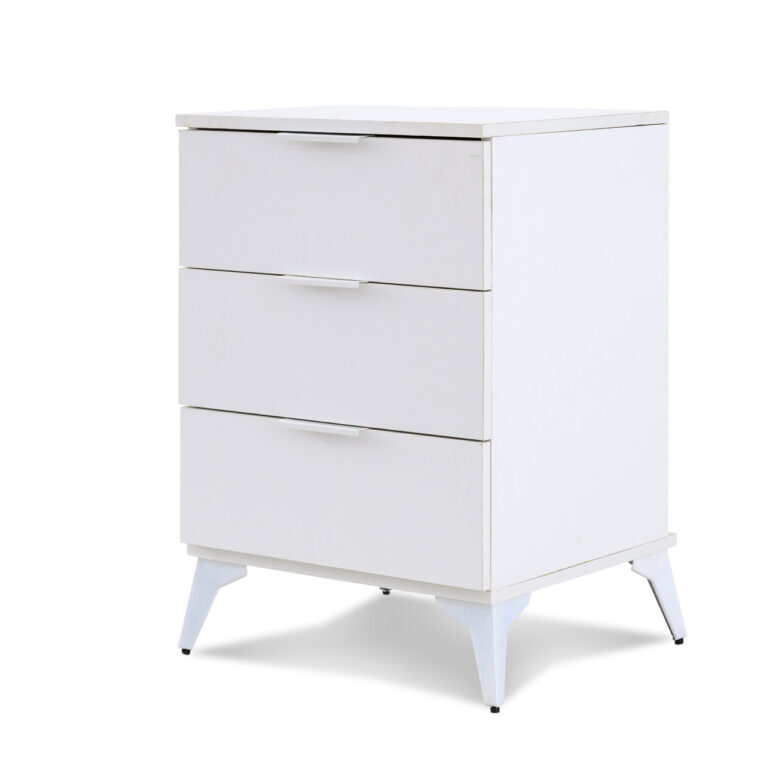 Modern White 3 Drawer Nightstand - MW351