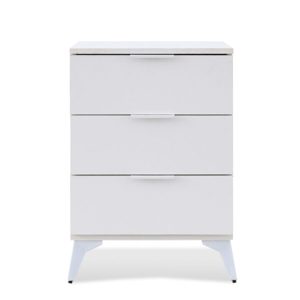 Modern White 3 Drawer Nightstand - MW351