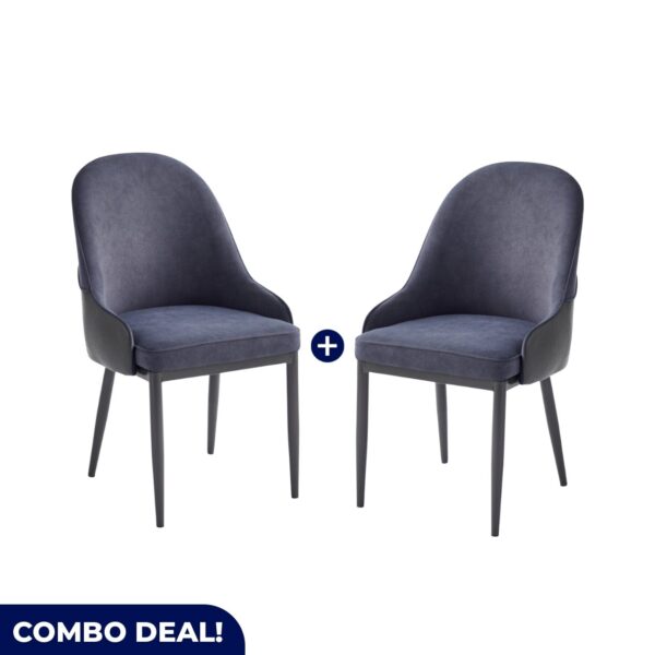 Set of 2 Modern Grey Upholstered Dining Chairs