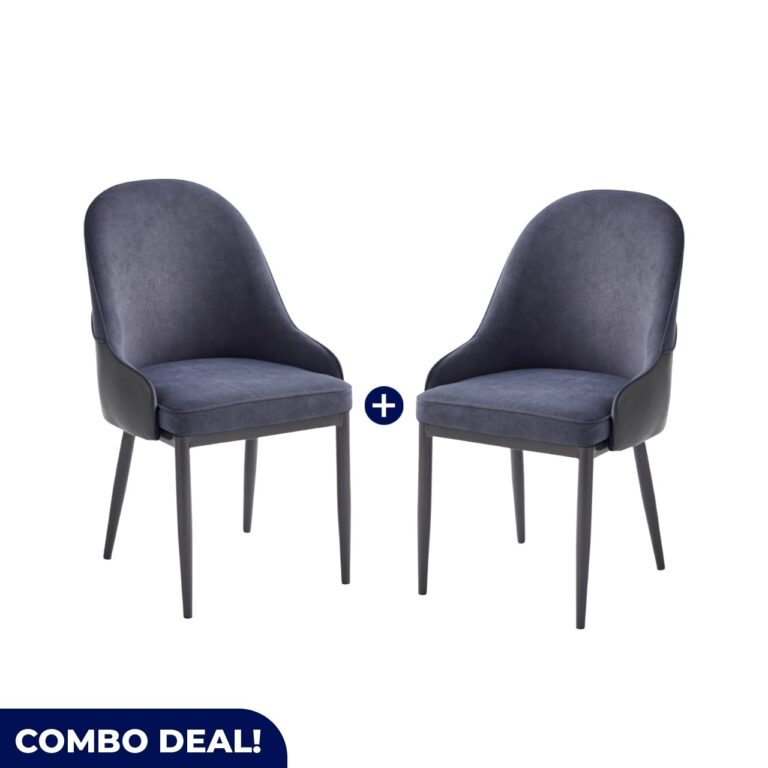Set of 2 Modern Grey Upholstered Dining Chairs