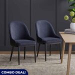 Set of 2 Modern Grey Upholstered Dining Chairs - Image 2