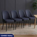 Set of 4 Modern Grey Upholstered Dining Chairs