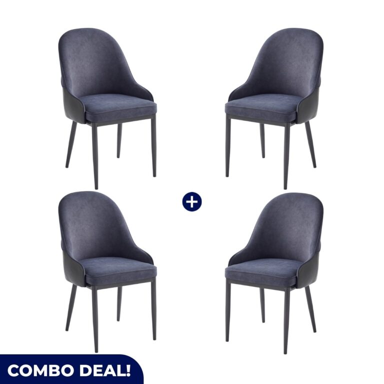 Set of 4 Modern Grey Upholstered Dining Chairs