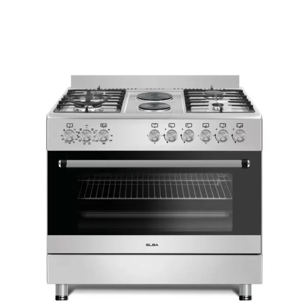 Elba Essential - 4 Burner Gas-2 Electric Plate Stove 90cm Silver - 04/96CL727
