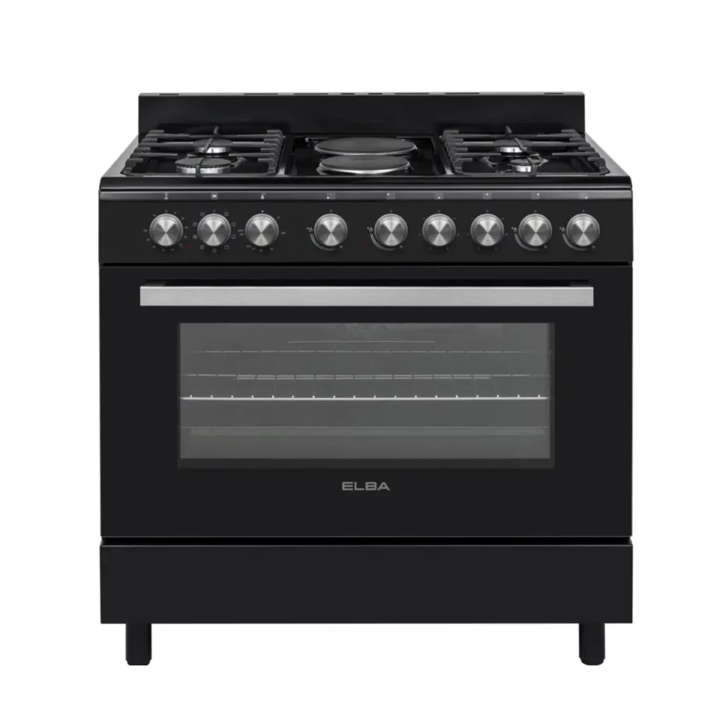 Elba Essential- 4 Burner Gas-2 Electric Plate Stove 90cm Black - 04/96CL727B