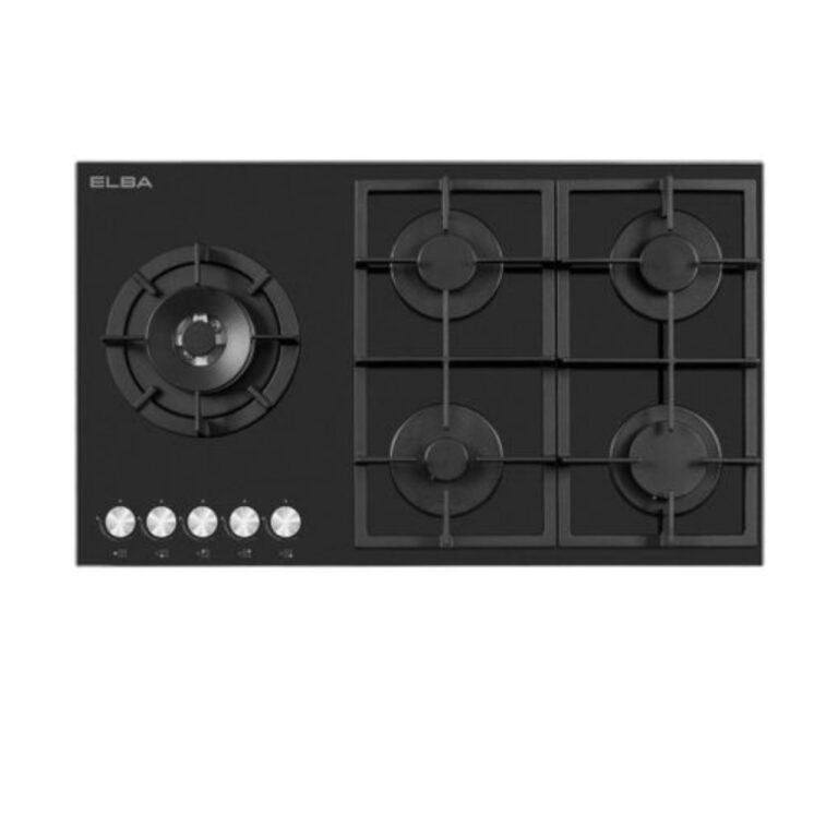 ELBA 90cm 5 Gas Burner Gas On Glass Hob (Black)- 04/T90-565G