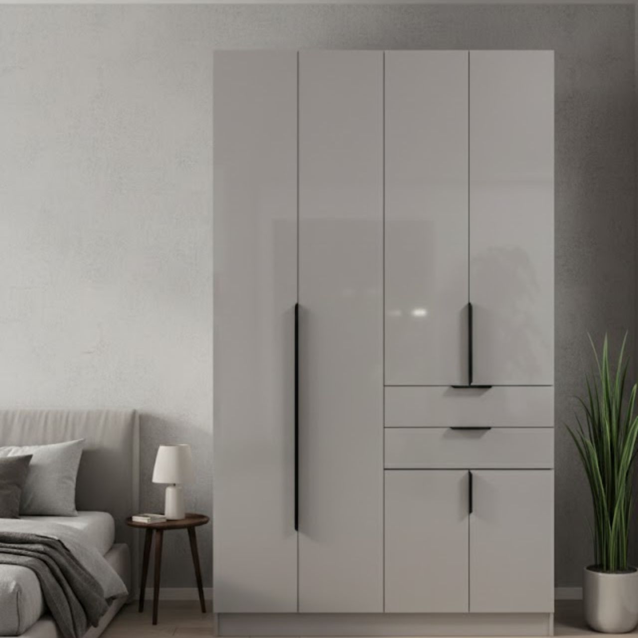 Contempo High Gloss 4-Door Wardrobe - MW421 | MFA Online