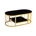 Glass Coffee Table Black + Gold - MWCTG15