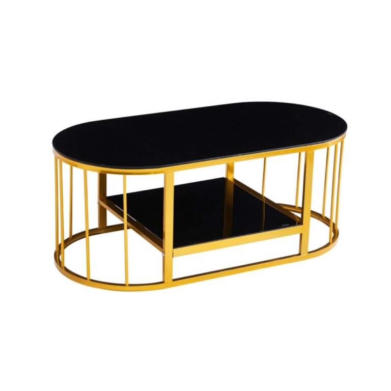 Glass Coffee Table Black + Gold - MWCTG15