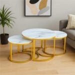 Golden Marble Trio Coffee Table – MWCTG13 - Image 2