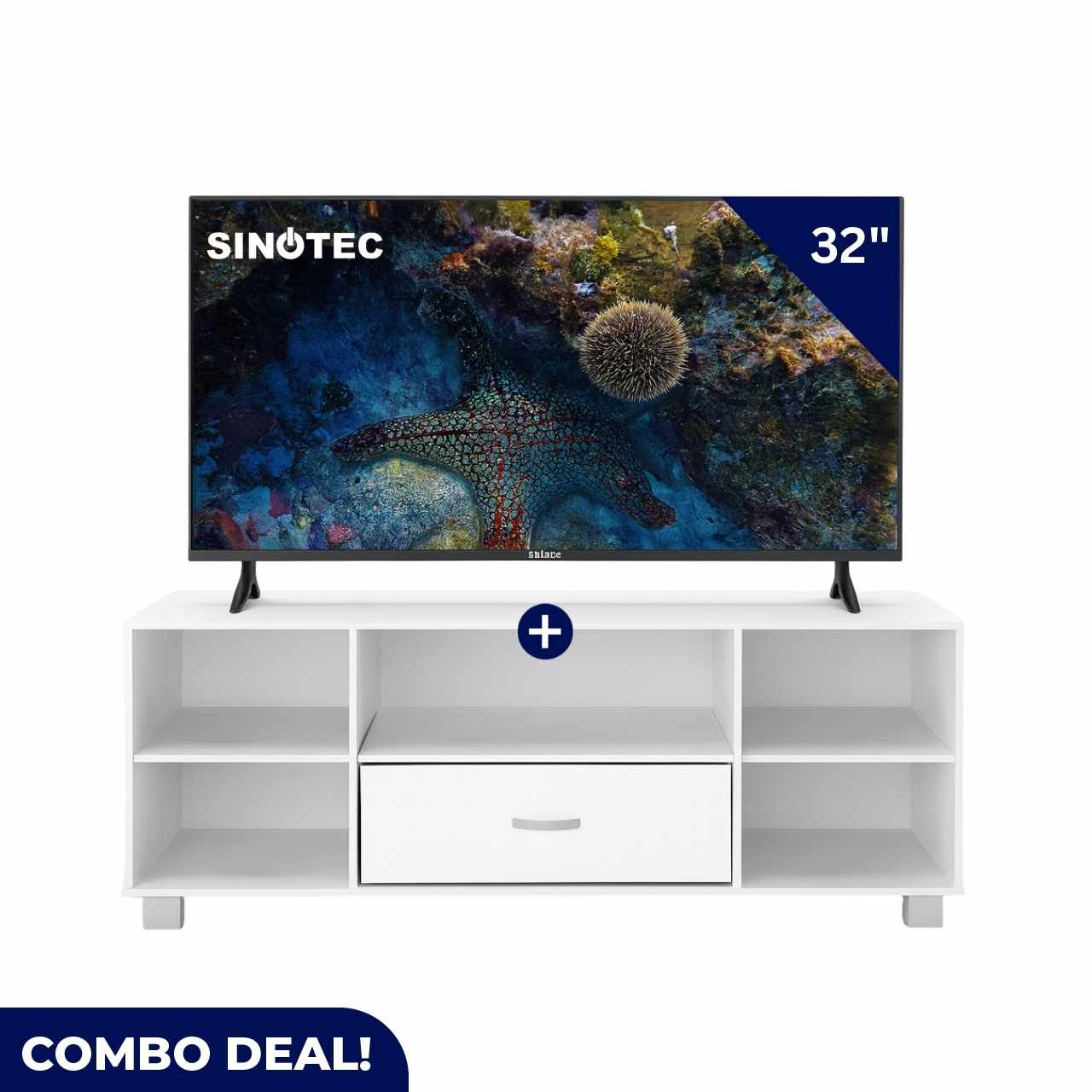 MWPLS25J + STL32G2 (1) Smart Living Combo – Sinotec 32" Google TV + MWPLS25 TV Stand