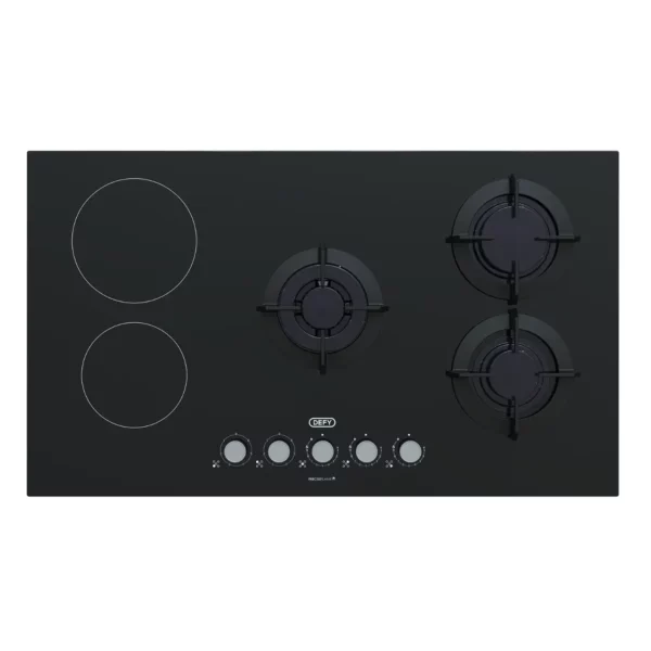 Defy - 90cm Hybrid Hob 3 Gas Burner 2 Ceramic Plates - DHG902