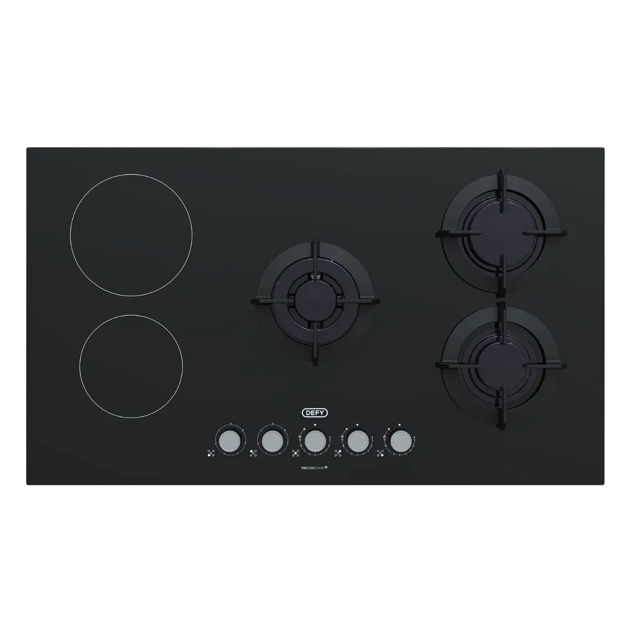 DHG902 Defy - 90cm Hybrid Hob 3 Gas Burner 2 Ceramic Plates - DHG902
