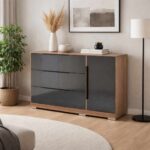 Modern Chest Of Drawers - Grey + Oak - Image 2