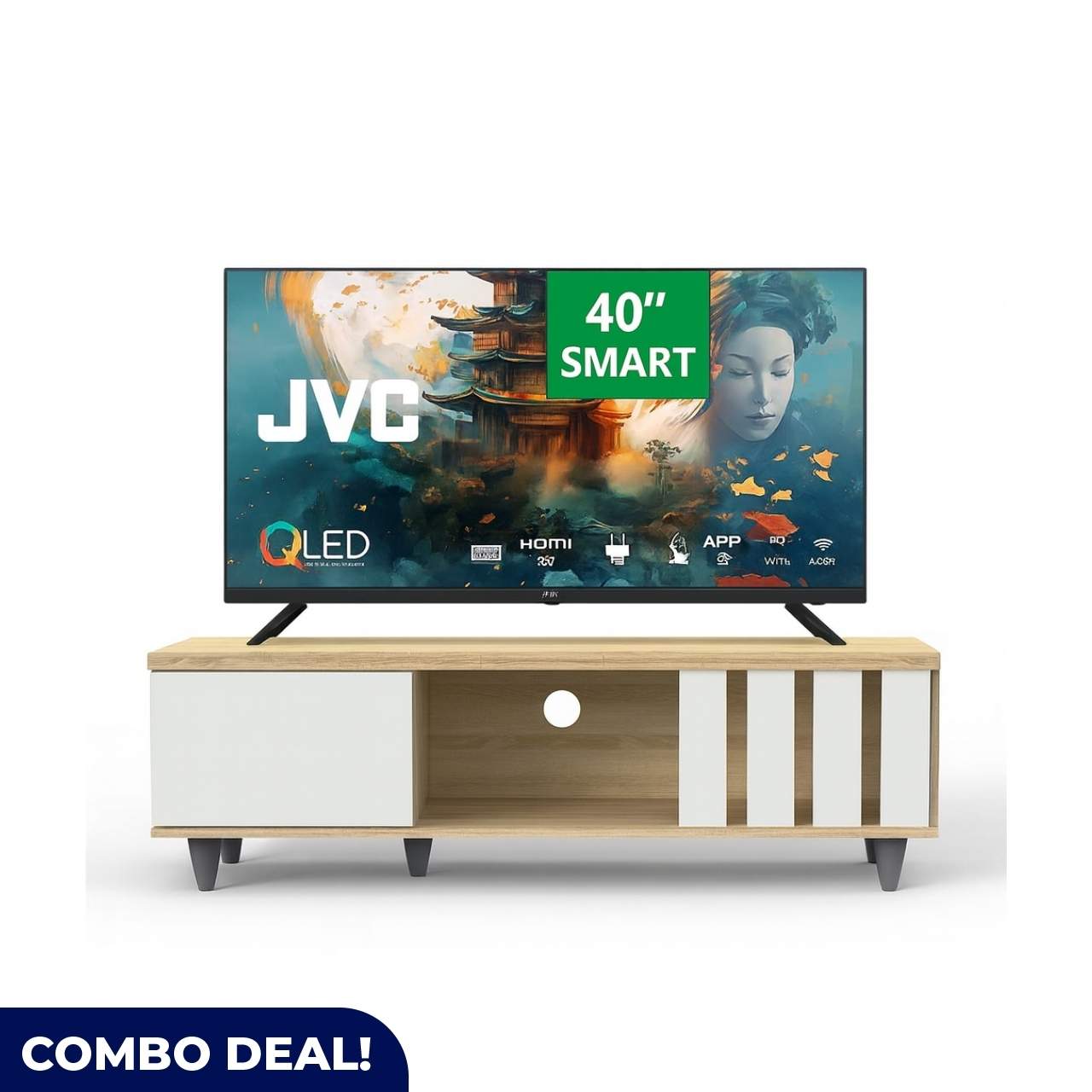 LT-40NQ5165+MWPLS6B JVC 40-inch QLED TV & Plasma Stand Combo