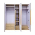 Signature Series 5 Door Wardrobe – White + Woodgrain - Image 2