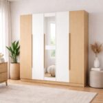Signature Series 5 Door Wardrobe – White + Woodgrain - Image 3
