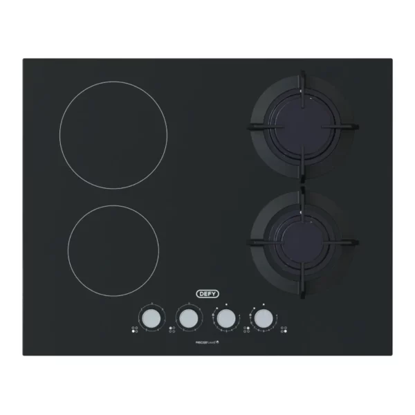 Defy - 65cm Hybrid Hob 2 Gas Burner 2 Ceramic Plates - DHG606