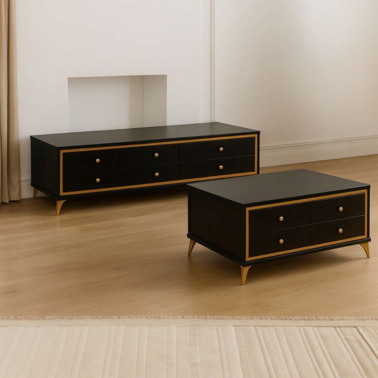 Black Combo Gold 2-Piece Living Room Combo (1)