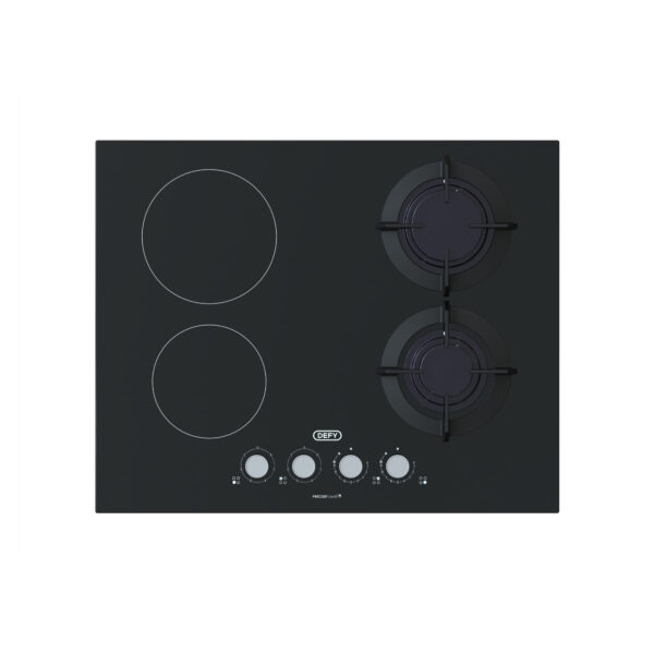 Defy - 65cm Hybrid Hob 2 Gas Burner 2 Ceramic Plates - DHG606