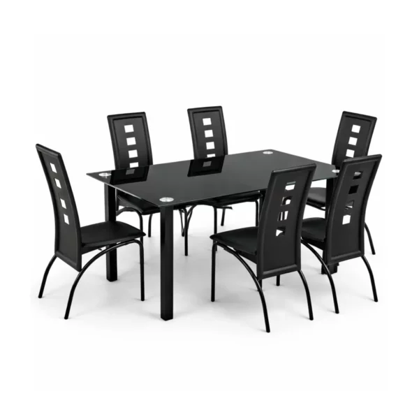 Modern Glass Dining Set 1+6 Black – MW37