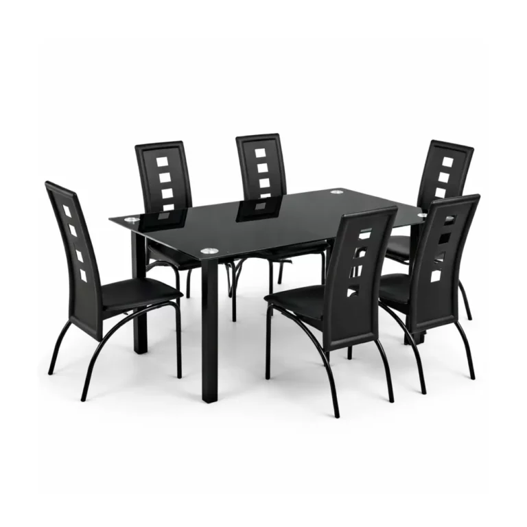 Modern Glass Dining Set 1+6 Black – MW37