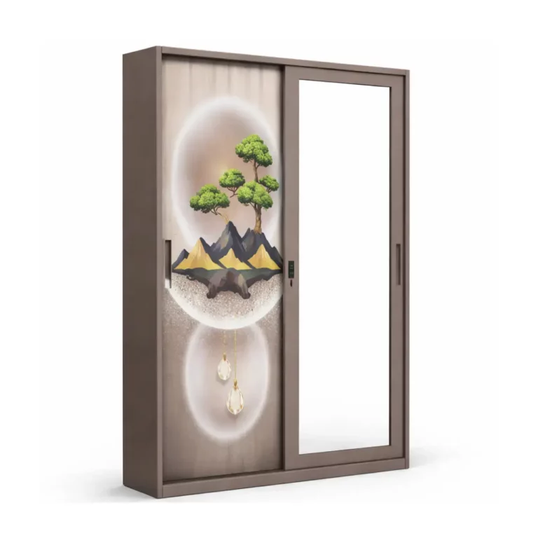 2 Door Metal Wardrobe with Mirror & Safe Compartment – MWMF222