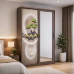 2 Door Metal Wardrobe with Mirror & Safe Compartment – MWMF222