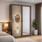 2 Door Metal Wardrobe with Mirror & Safe Compartment – MWMF222