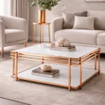 Square Coffee Table –ROSE GOLD + WHITE - MWCTRG04