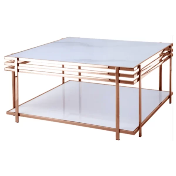 Square Coffee Table –ROSE GOLD + WHITE - MWCTRG04