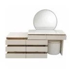 White LED Mirror Dressing Table with Drawers – MWMRDRT06