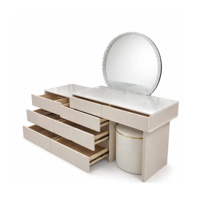 White LED Mirror Dressing Table with Drawers – MWMRDRT06
