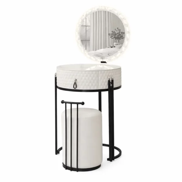 Round LED Mirror Dressing Table – Grey – MWMRDRT07