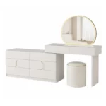 White LED Mirror Dressing Table with Drawers – MWMRDRT06