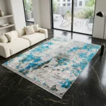 Modern Blue Grey Printed Rug - CPR2217