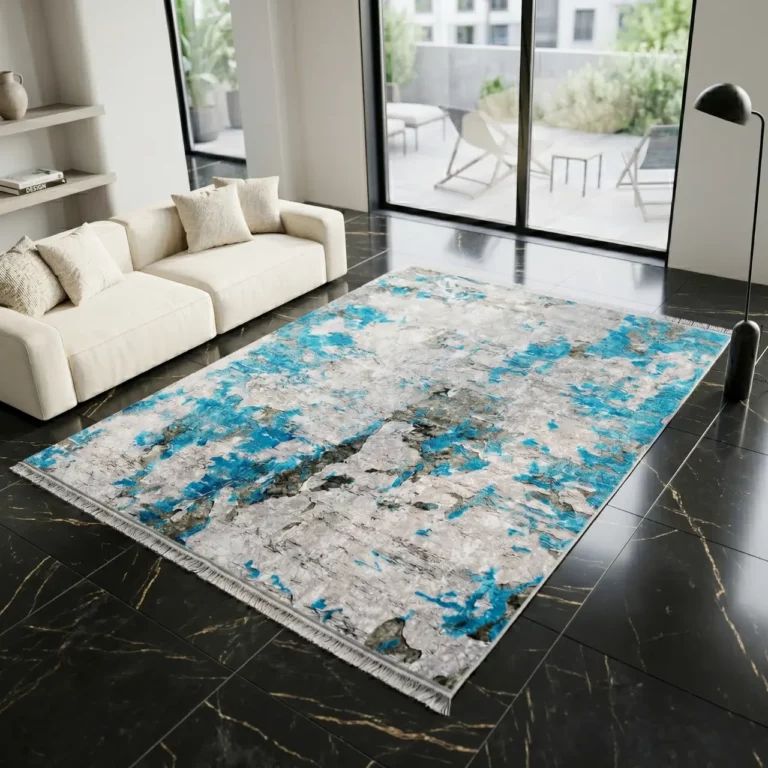 Modern Blue Grey Printed Rug - CPR2217