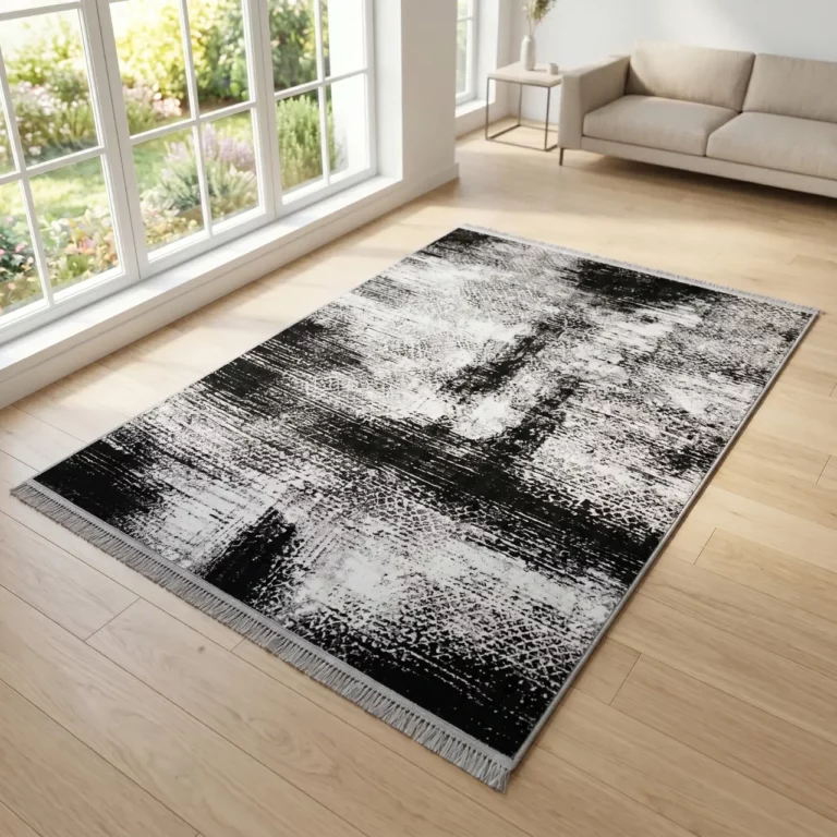 Modern Black and White Printed Rug - CPR2218