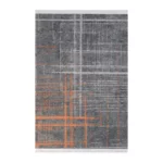 Modern Industrial Grey & Rust Printed Rug - CPR2219