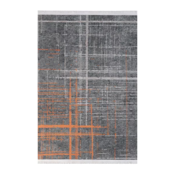 Modern Industrial Grey & Rust Printed Rug - CPR2219
