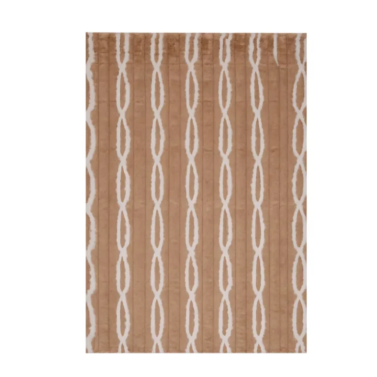 Modern Tan Linear Plush Carpet - Rabbit Line - CPL3301