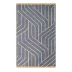 Modern Geometric Gold Line Grey Printed Rug - CPR2223