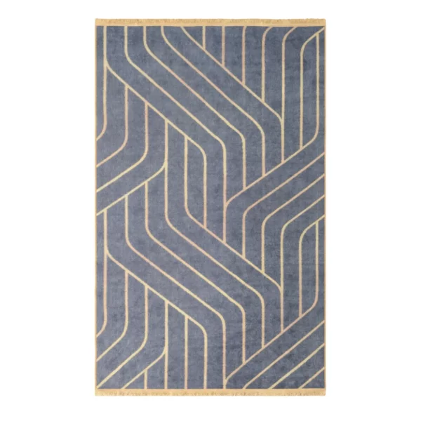 Modern Geometric Gold Line Grey Printed Rug - CPR2223