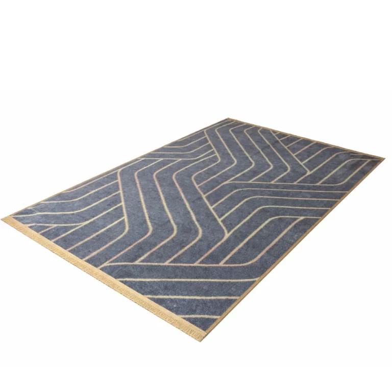 Modern Geometric Gold Line Grey Printed Rug - CPR2223